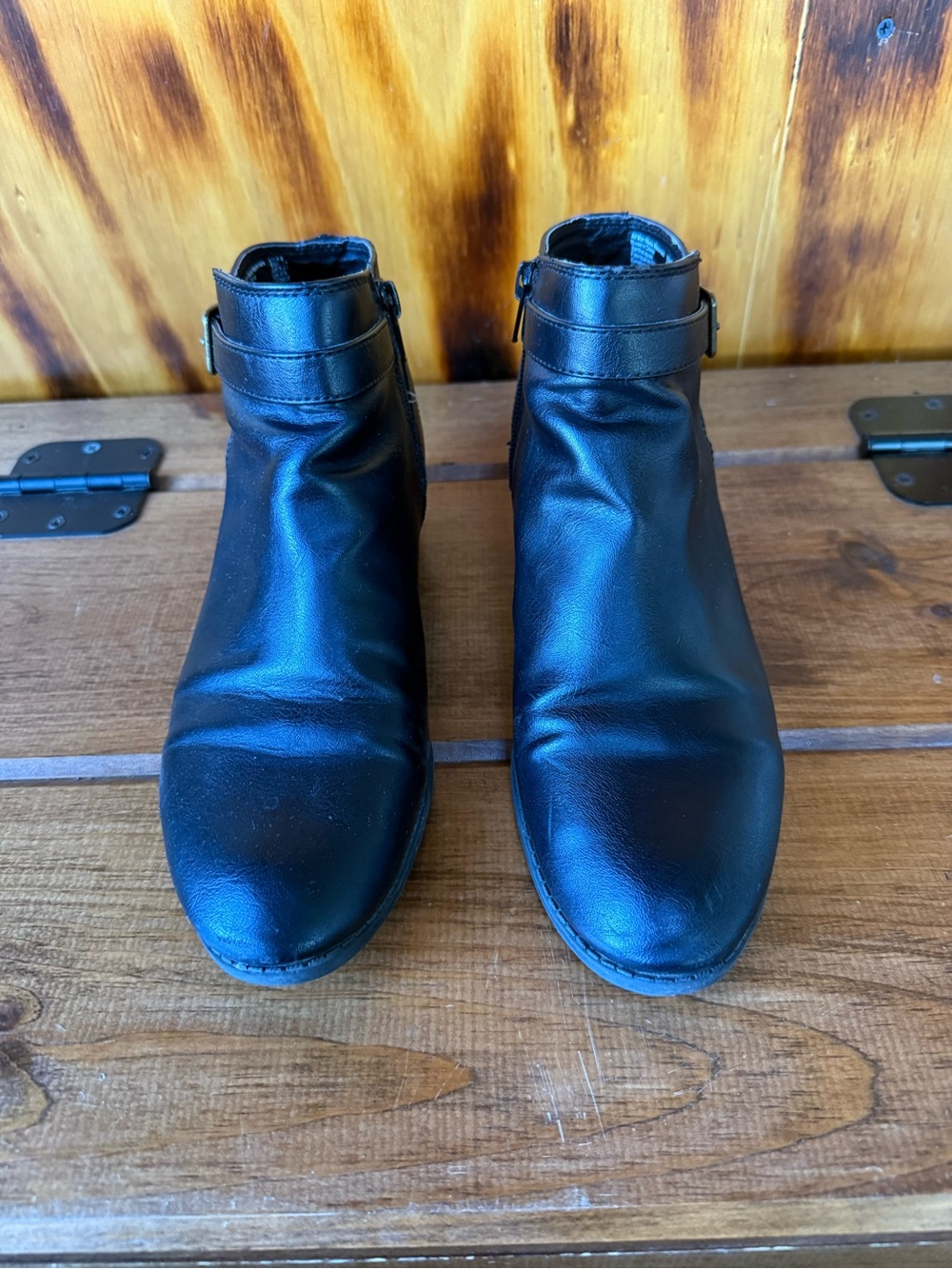 American Eagle Outfitters Black Leather Ankle Booties with Buckle